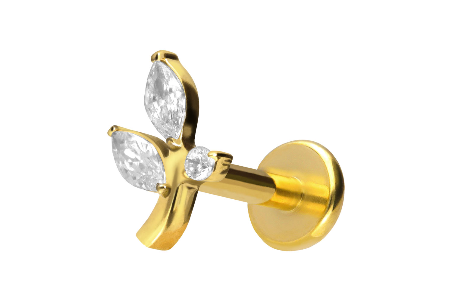 Titan Labret Piercing mit Innengewinde KRISTALLZWEIG